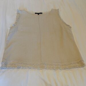 Scoop NYC Beige Fringed Tank Top